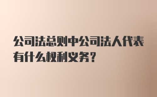 公司法总则中公司法人代表有什么权利义务？