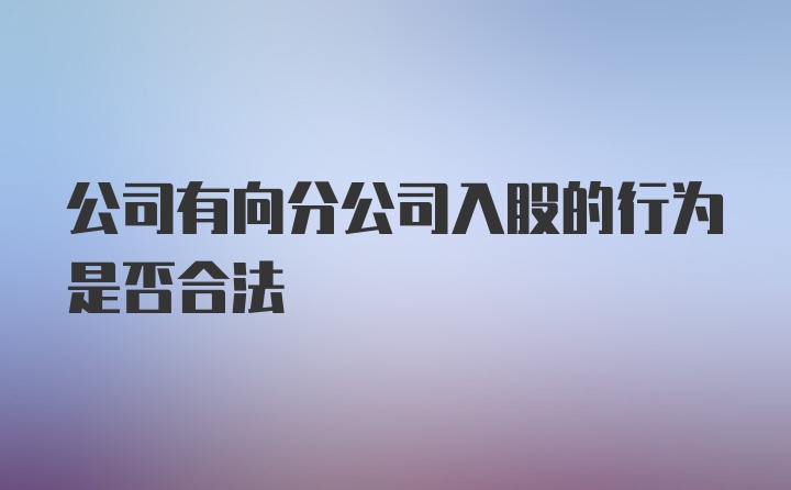 公司有向分公司入股的行为是否合法