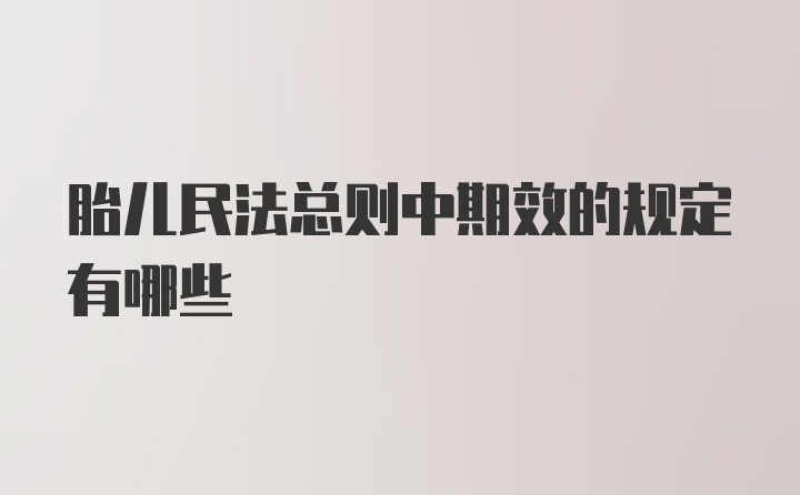 胎儿民法总则中期效的规定有哪些