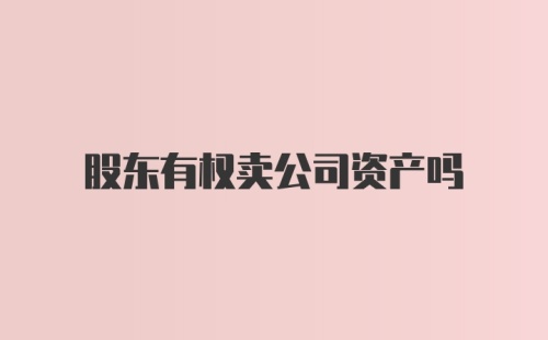 股东有权卖公司资产吗