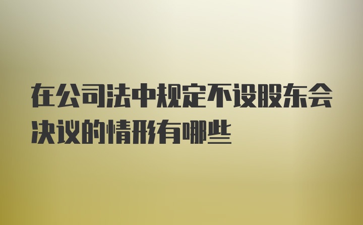 在公司法中规定不设股东会决议的情形有哪些