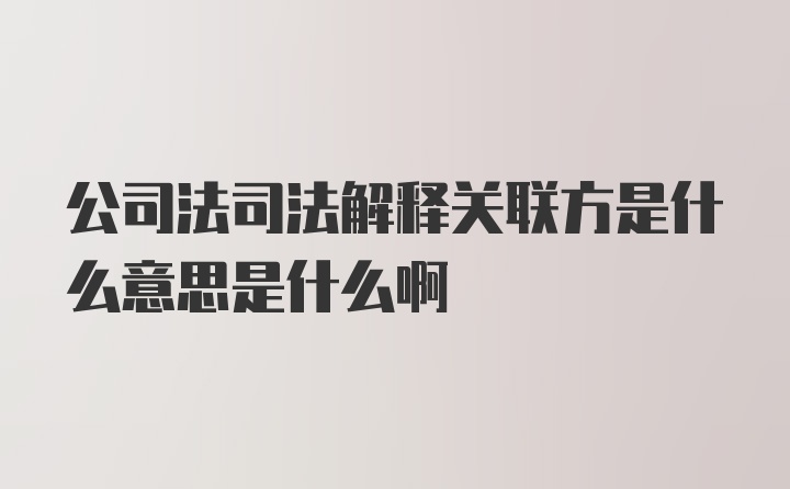 公司法司法解释关联方是什么意思是什么啊