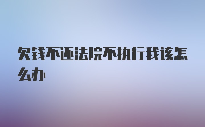 欠钱不还法院不执行我该怎么办