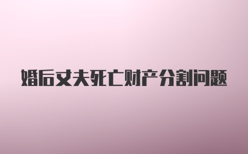 婚后丈夫死亡财产分割问题