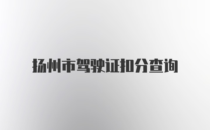 扬州市驾驶证扣分查询