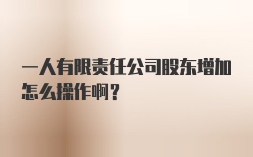 一人有限责任公司股东增加怎么操作啊？