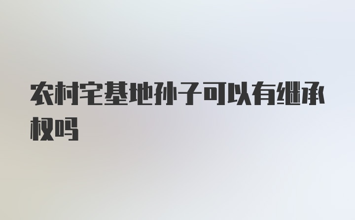 农村宅基地孙子可以有继承权吗