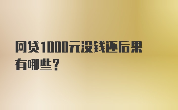 网贷1000元没钱还后果有哪些？