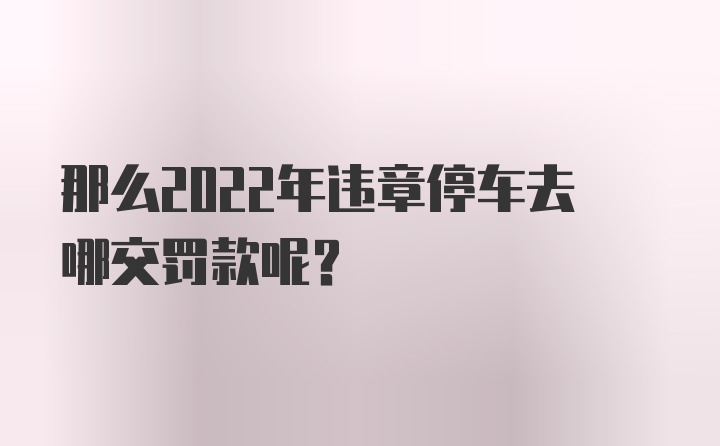 那么2022年违章停车去哪交罚款呢？