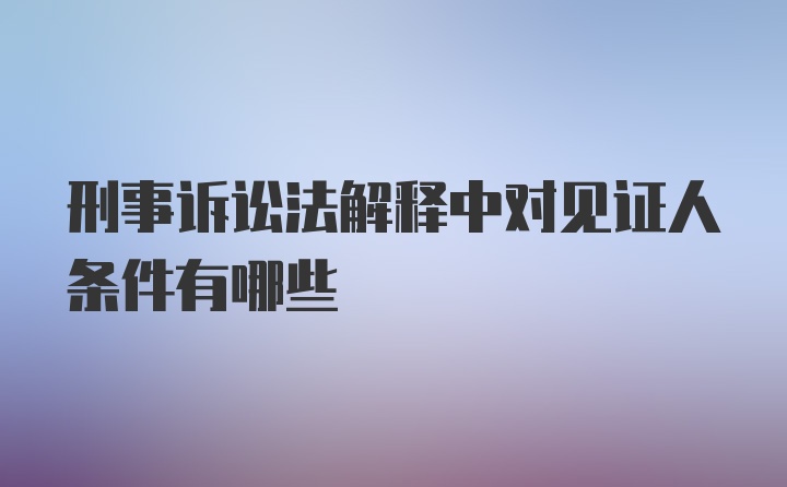 刑事诉讼法解释中对见证人条件有哪些