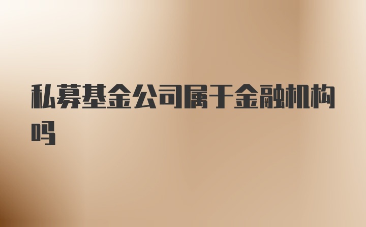 私募基金公司属于金融机构吗