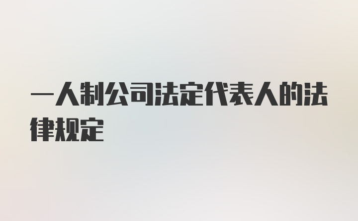 一人制公司法定代表人的法律规定