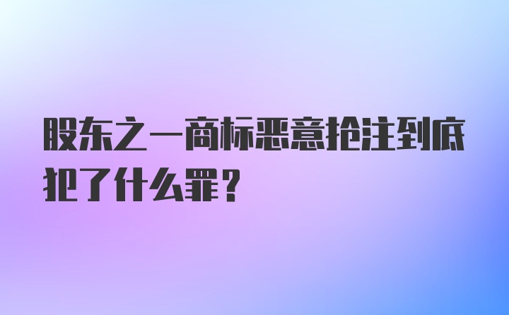 股东之一商标恶意抢注到底犯了什么罪？