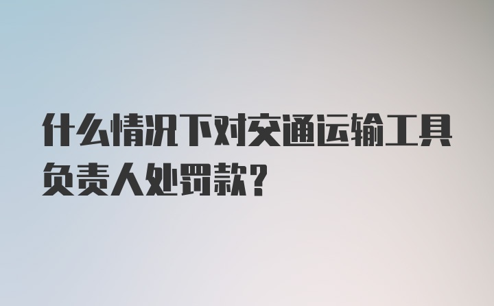 什么情况下对交通运输工具负责人处罚款？