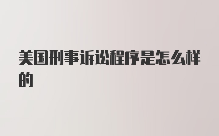 美国刑事诉讼程序是怎么样的