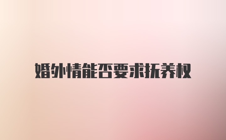 婚外情能否要求抚养权