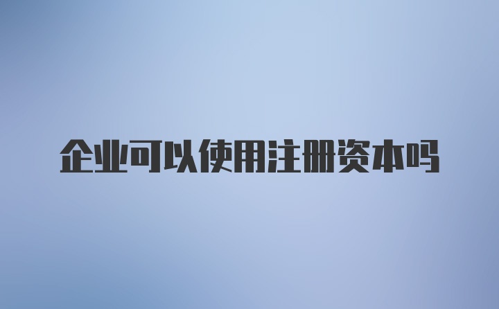 企业可以使用注册资本吗