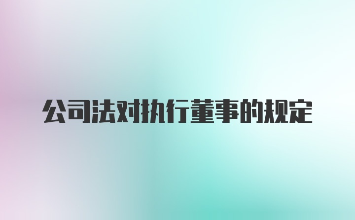 公司法对执行董事的规定