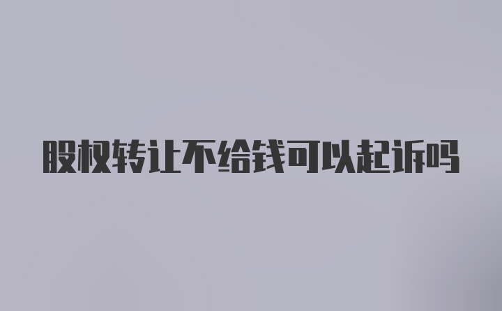 股权转让不给钱可以起诉吗