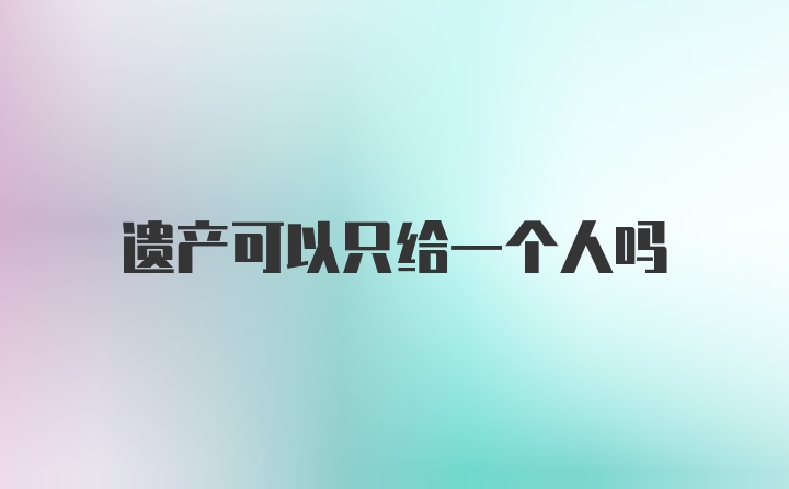 遗产可以只给一个人吗