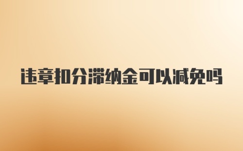 违章扣分滞纳金可以减免吗