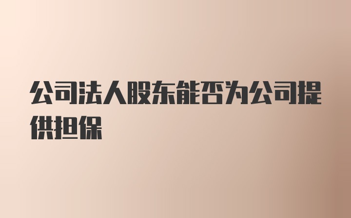 公司法人股东能否为公司提供担保