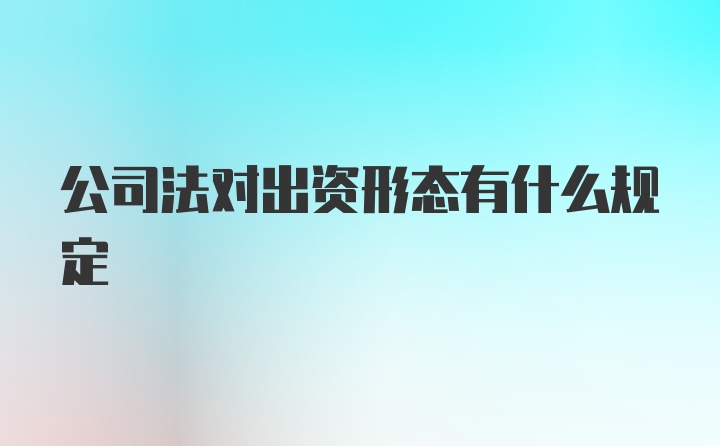 公司法对出资形态有什么规定