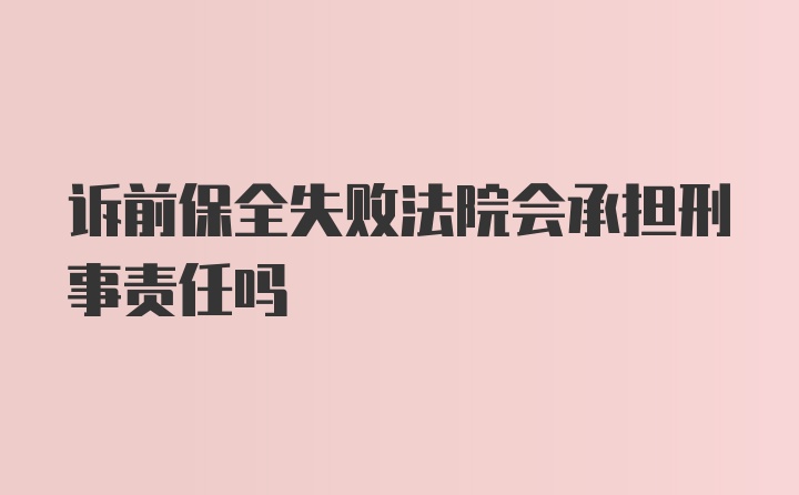 诉前保全失败法院会承担刑事责任吗