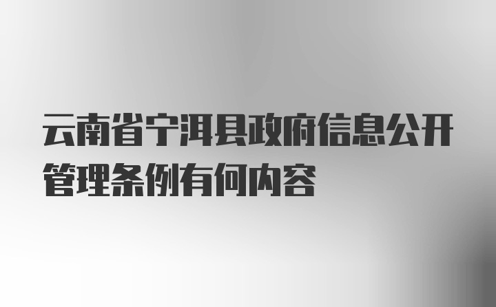 云南省宁洱县政府信息公开管理条例有何内容