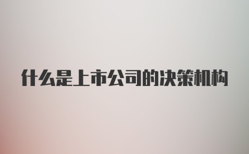 什么是上市公司的决策机构