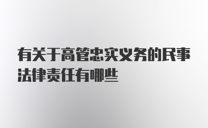 有关于高管忠实义务的民事法律责任有哪些