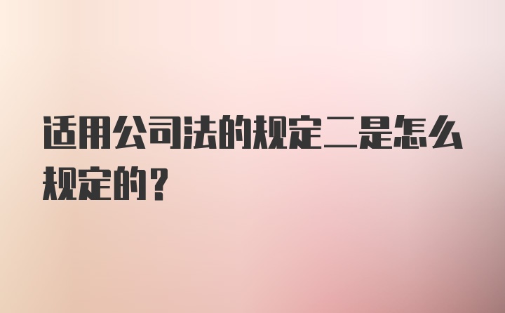 适用公司法的规定二是怎么规定的？