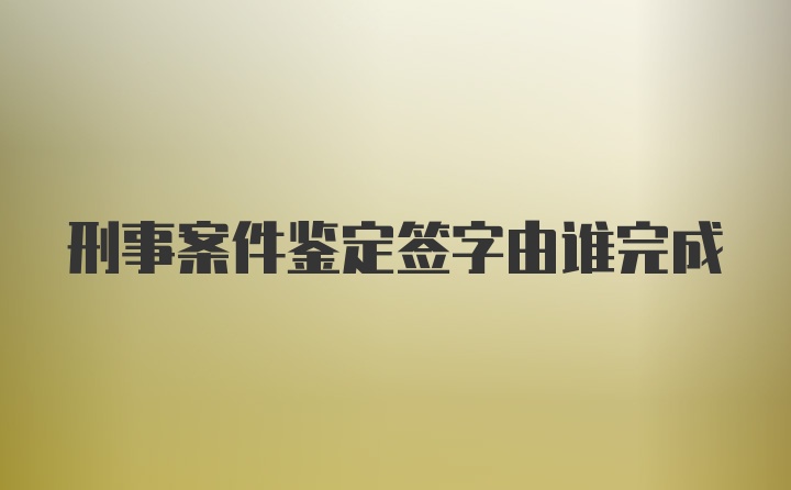 刑事案件鉴定签字由谁完成