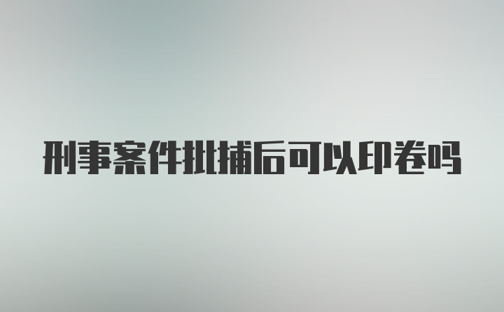 刑事案件批捕后可以印卷吗