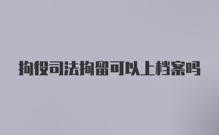 拘役司法拘留可以上档案吗