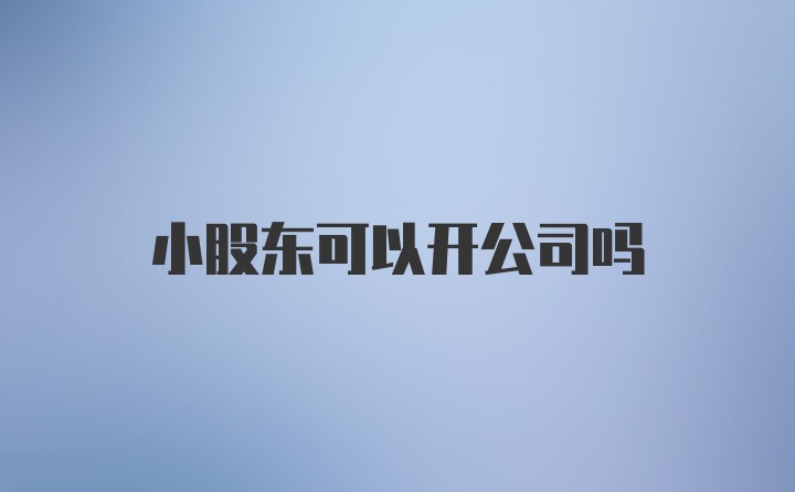 小股东可以开公司吗