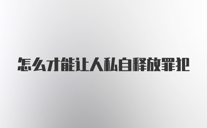 怎么才能让人私自释放罪犯