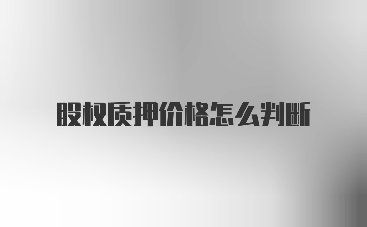 股权质押价格怎么判断