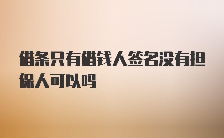 借条只有借钱人签名没有担保人可以吗