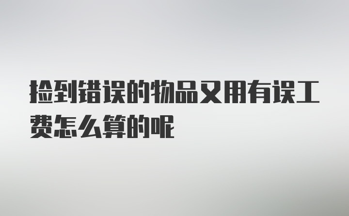 捡到错误的物品又用有误工费怎么算的呢