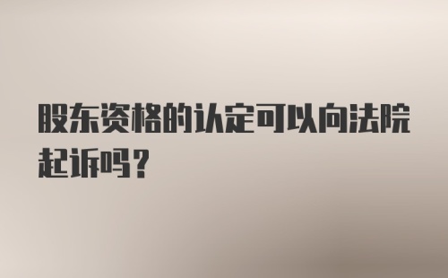 股东资格的认定可以向法院起诉吗？