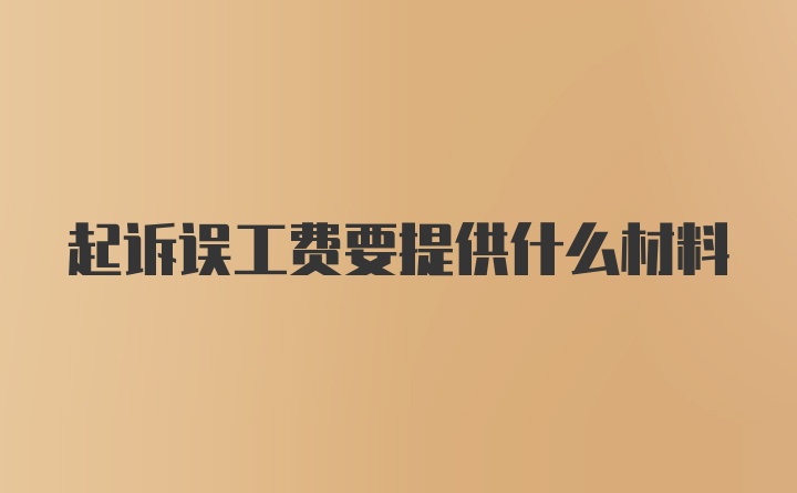 起诉误工费要提供什么材料