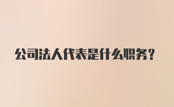 公司法人代表是什么职务？