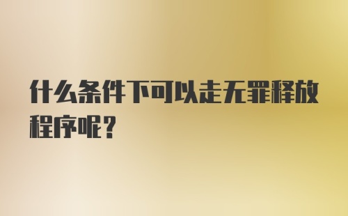 什么条件下可以走无罪释放程序呢？