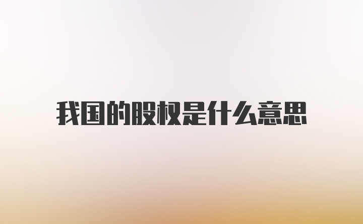 我国的股权是什么意思