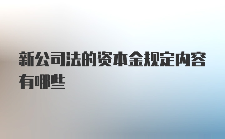 新公司法的资本金规定内容有哪些