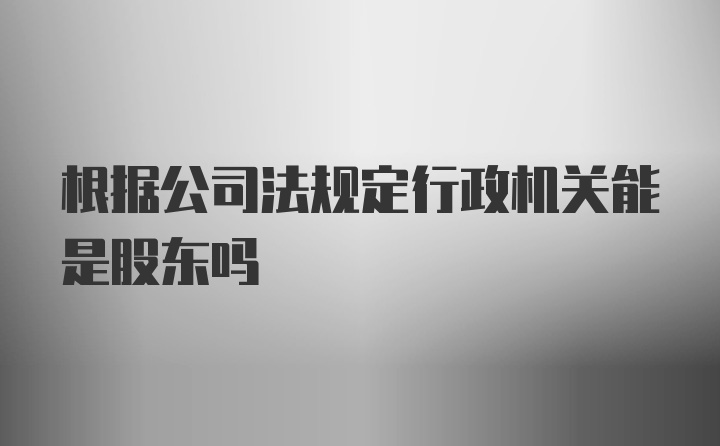 根据公司法规定行政机关能是股东吗