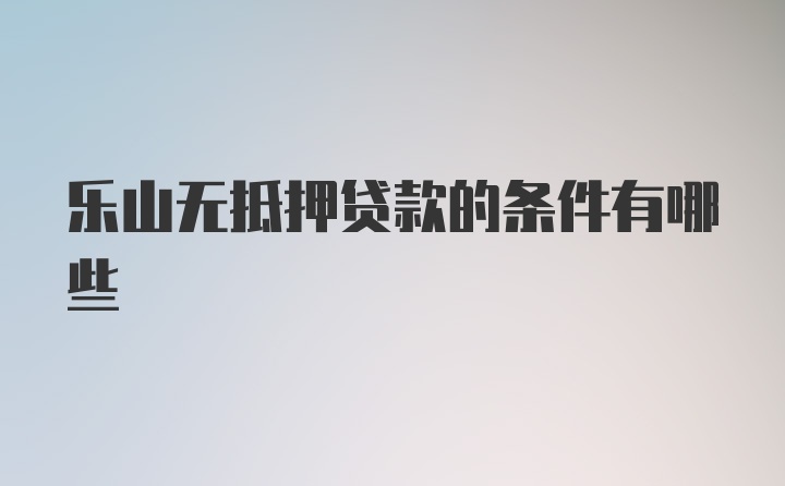 乐山无抵押贷款的条件有哪些