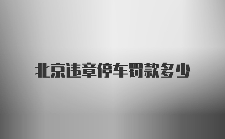 北京违章停车罚款多少