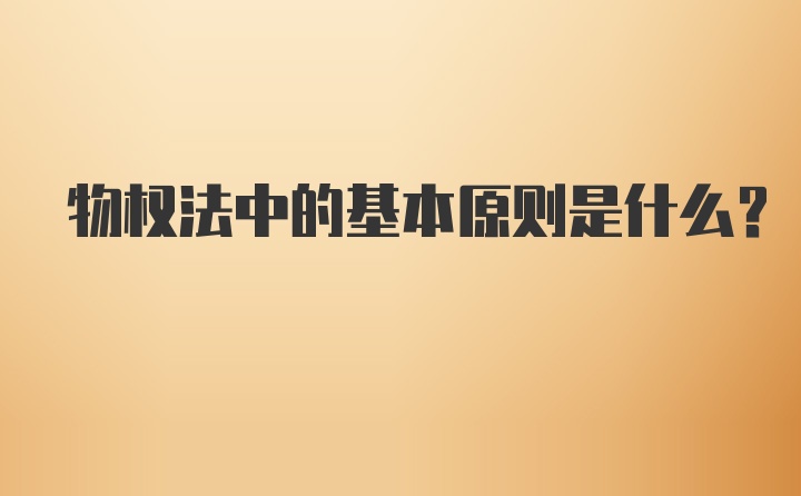 物权法中的基本原则是什么？